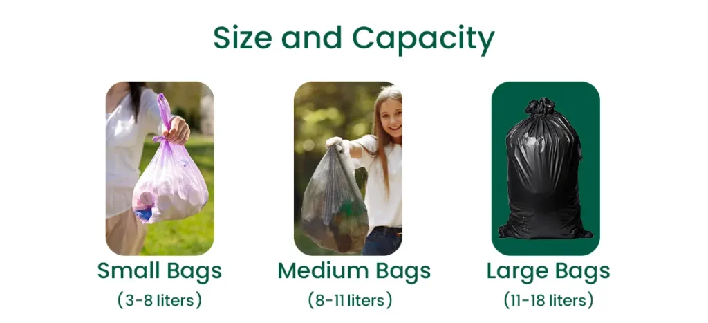 bio compositable bags size and capacity